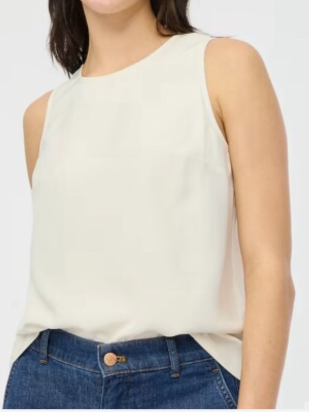 NWT J.CREW Top Sleeveless Button-Back Shell Ivory 3X